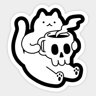 Cat and Skull Mug Sticker